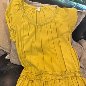 Maeve mustard yellow ruffled summer dress sz small - Boho dress or tunic top